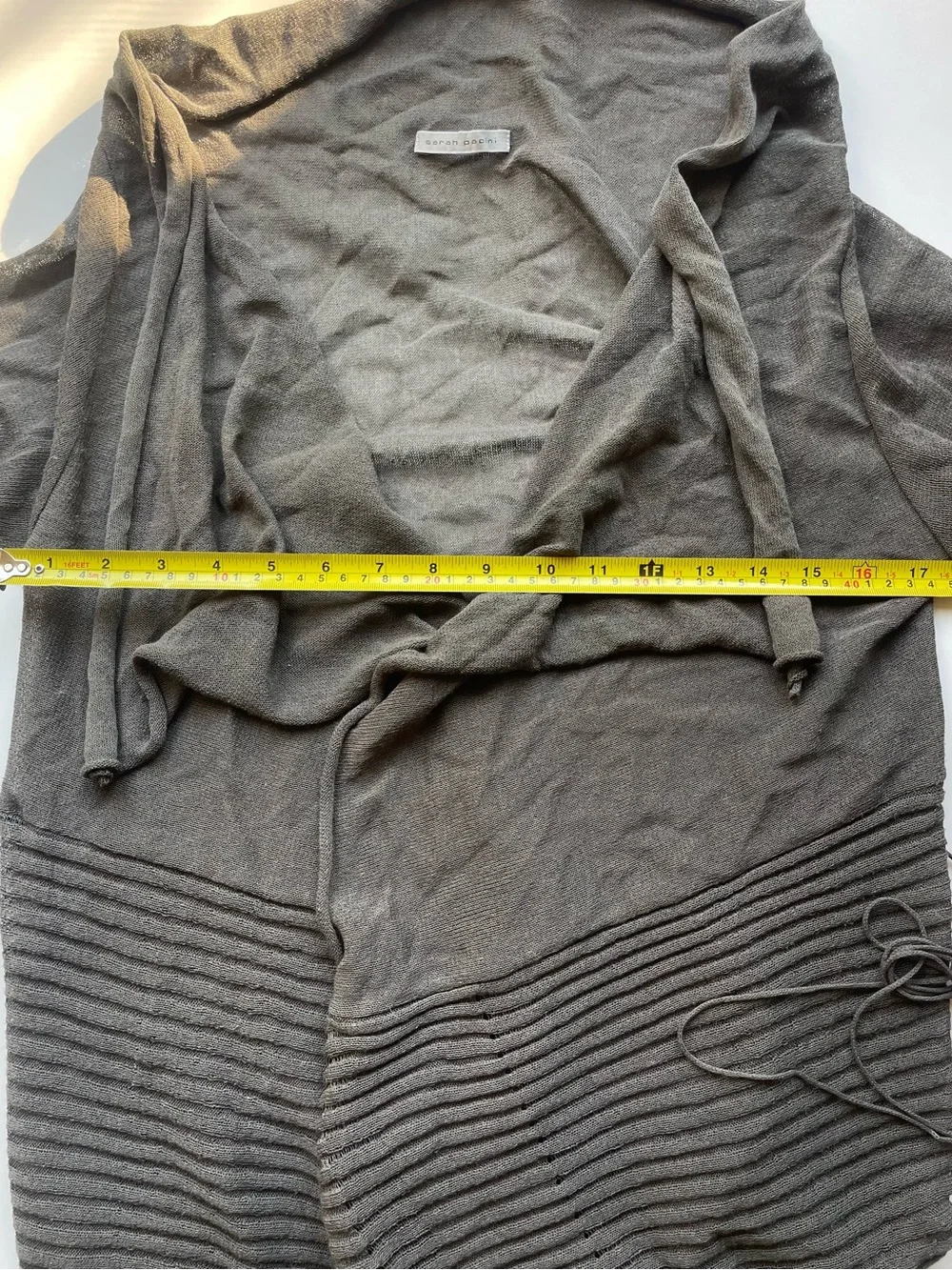 Sarah Pacini Draped Knit Wrap Dress Sweater Taupe Gray Size S M - Picture 9 of 11